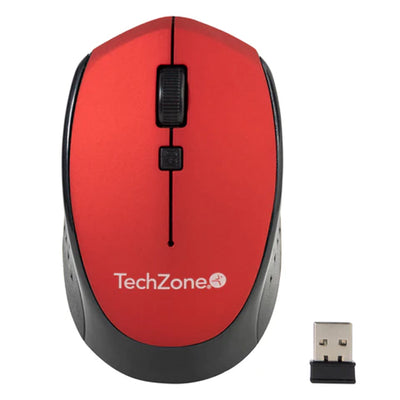 Mouse TZ19MOU01-INAR Techzone, Inalámbrico, Rojo texturizado