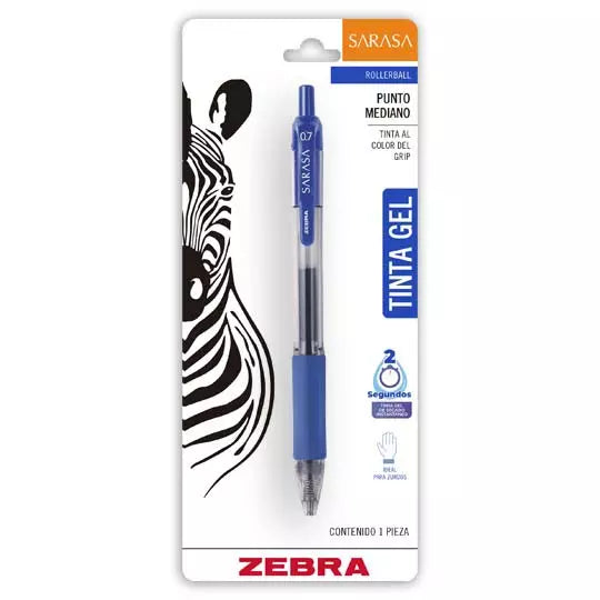 Bolígrafo de gel ZEBRA SARASA punto mediano 0.7 mm color azul blíster c/1 pieza
