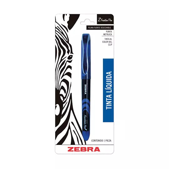 Pluma fuente ZEBRA Z-Fountain tinta líquida color azul blíster c/1 pieza