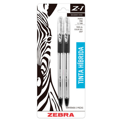 Bolígrafo Zebra Punto Fino 0.7 mm, Negro - Paquete con 2 Piezas