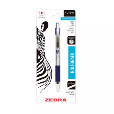 Bolígrafo ZEBRA F-301 punto fino 0.7 mm, color azul blíster, c/1 pieza