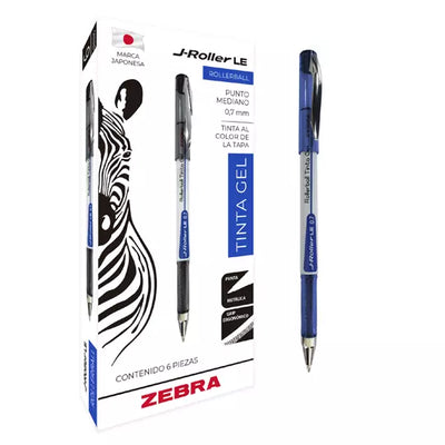 Bolígrafo de gel ZEBRA J-Roller LE puntomediano 0.7 mm color azul caja con 6 pz