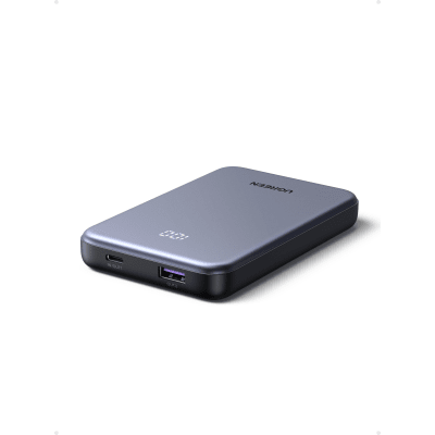 Power Bank Ultradelgado UGREEN 75131B | 10000mAh 37Wh Li-Po | USB-C 20W PD3+PPS + USB-A 22.5W | Pantalla Digital | V-0 | NTC | IATA | 2.7 cargas iPhone | SKU 75131B