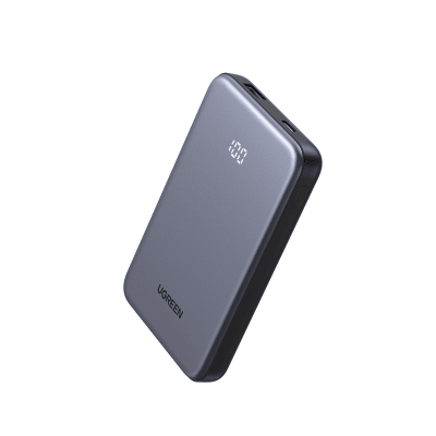 Power Bank Ultradelgado UGREEN 75131B | 10000mAh 37Wh Li-Po | USB-C 20W PD3+PPS + USB-A 22.5W | Pantalla Digital | V-0 | NTC | IATA | 2.7 cargas iPhone | SKU 75131B