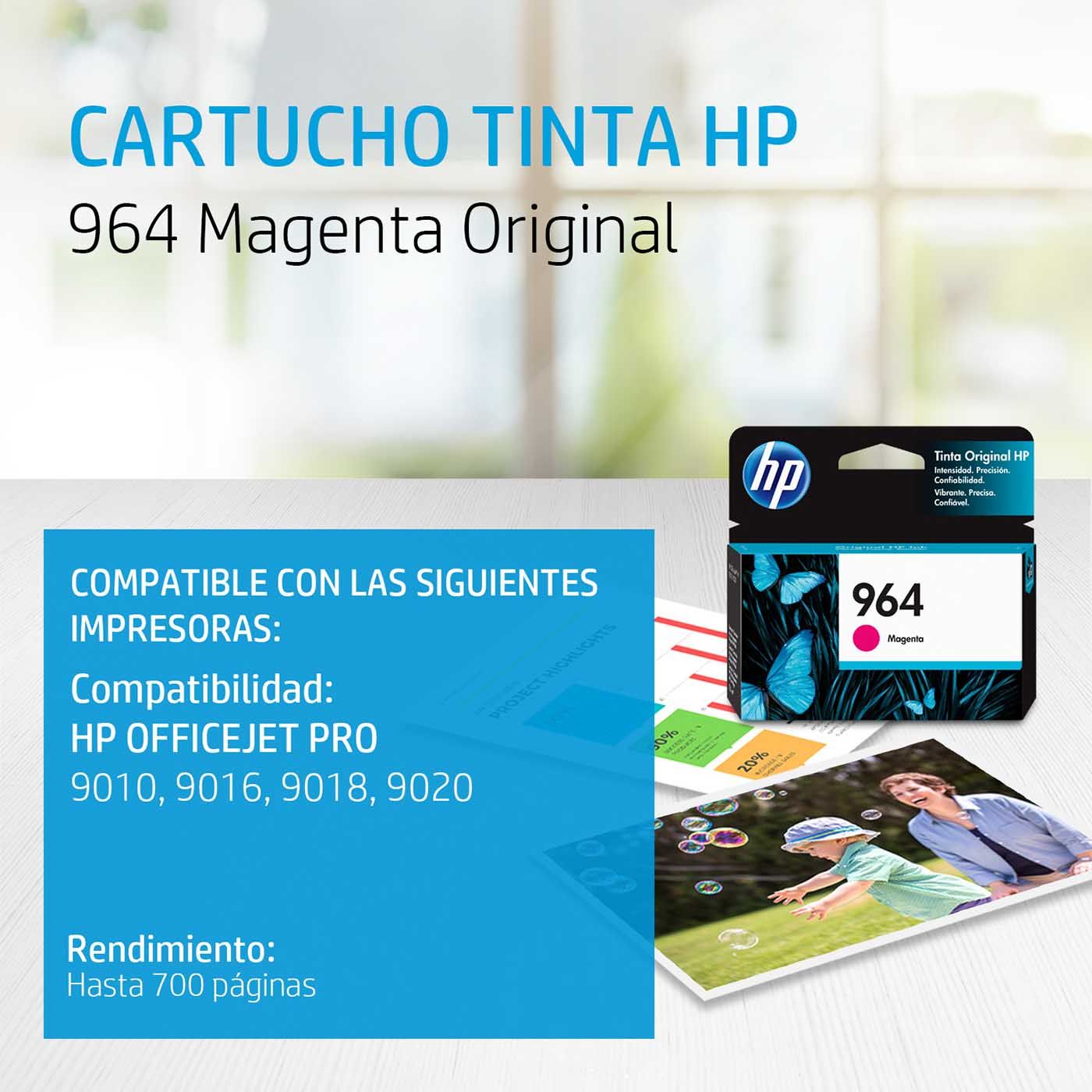 3JA51AL Cartucho HP 964 Magenta Original, 700 Páginas