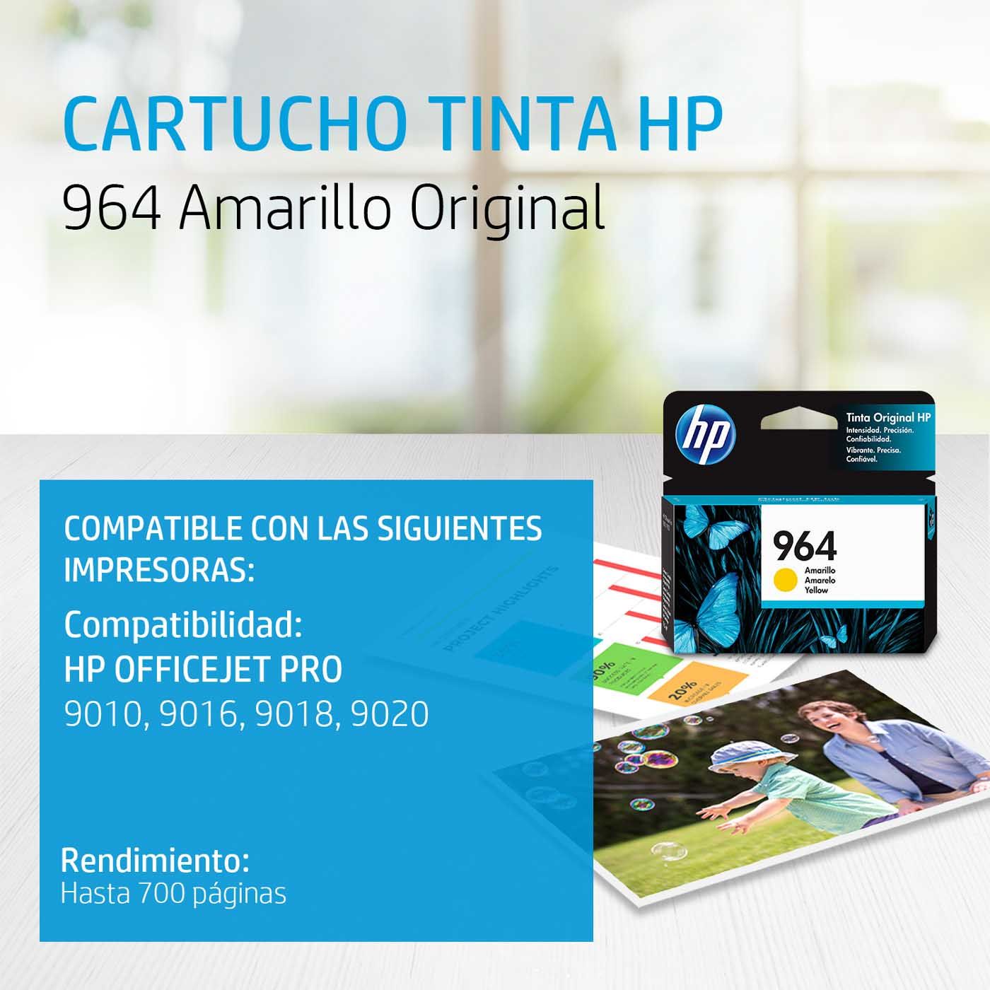 3JA52AL Cartucho HP 964 Amarillo, 700 Páginas