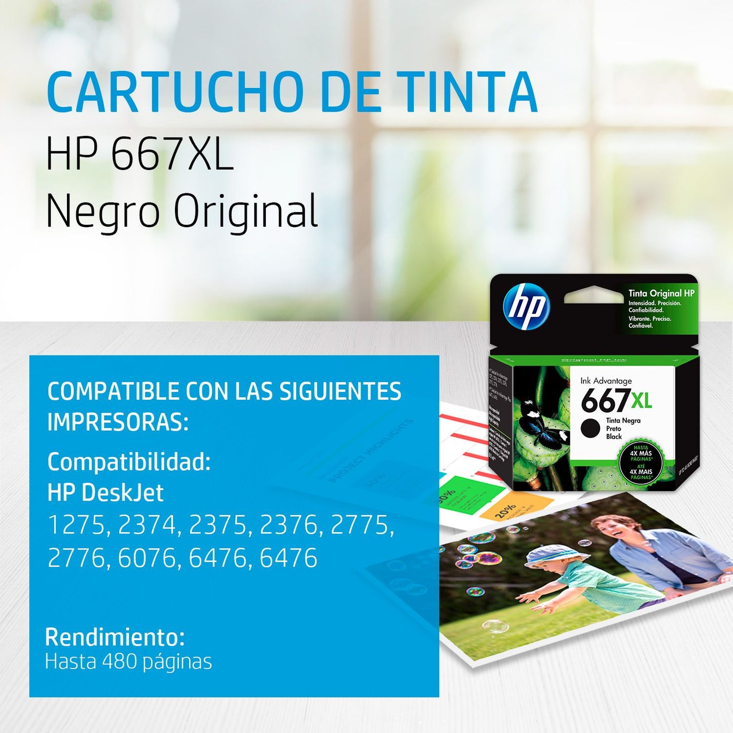 3YM81AL Cartucho HP 667XL Negro Original, 480 Páginas