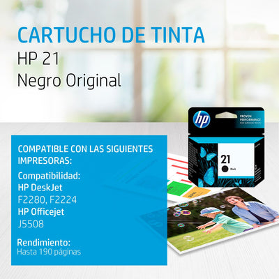 C9351AL Cartucho HP 21 Negro Original, 190 Paginas