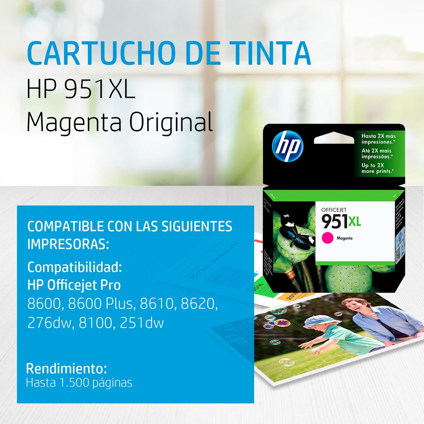 CN047AL Cartucho HP 951XL Magenta Original, 1500 Páginas