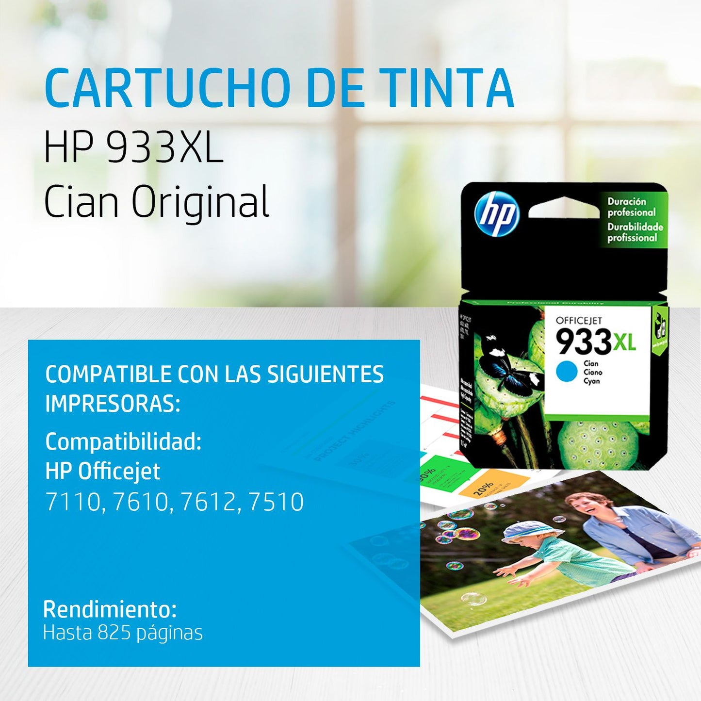 CN054AL Cartucho HP 933XL Cian Original, 825 Páginas