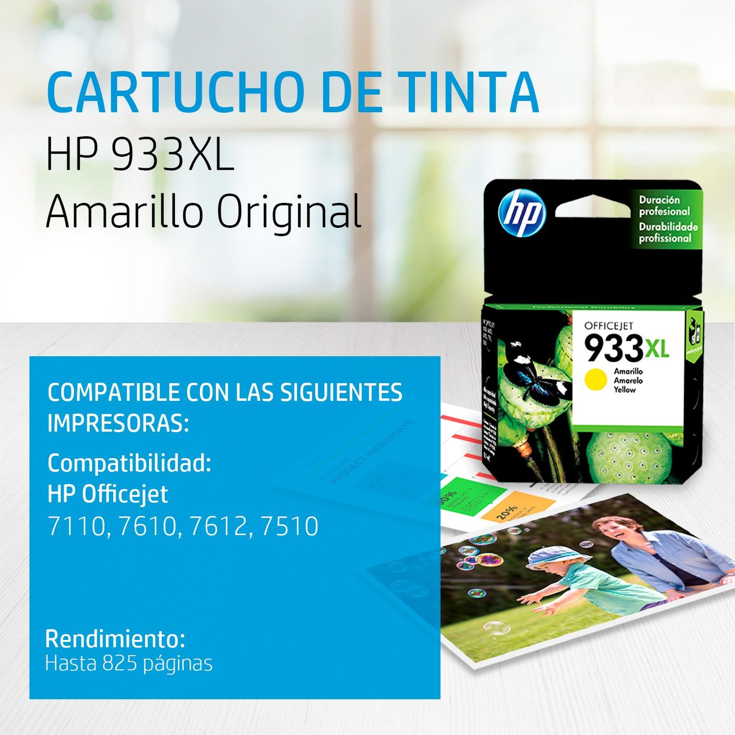 CN056AL Cartucho HP 933XL Amarillo Original, 825 Páginas