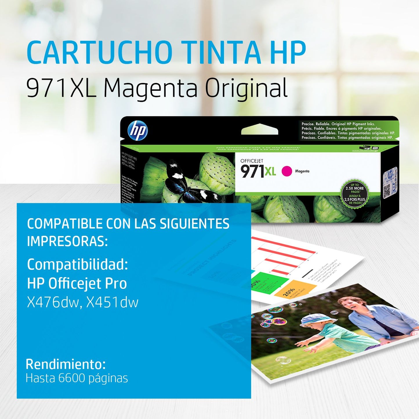 CN627AM Cartucho HP 971XL Magenta Original, 6600 Páginas