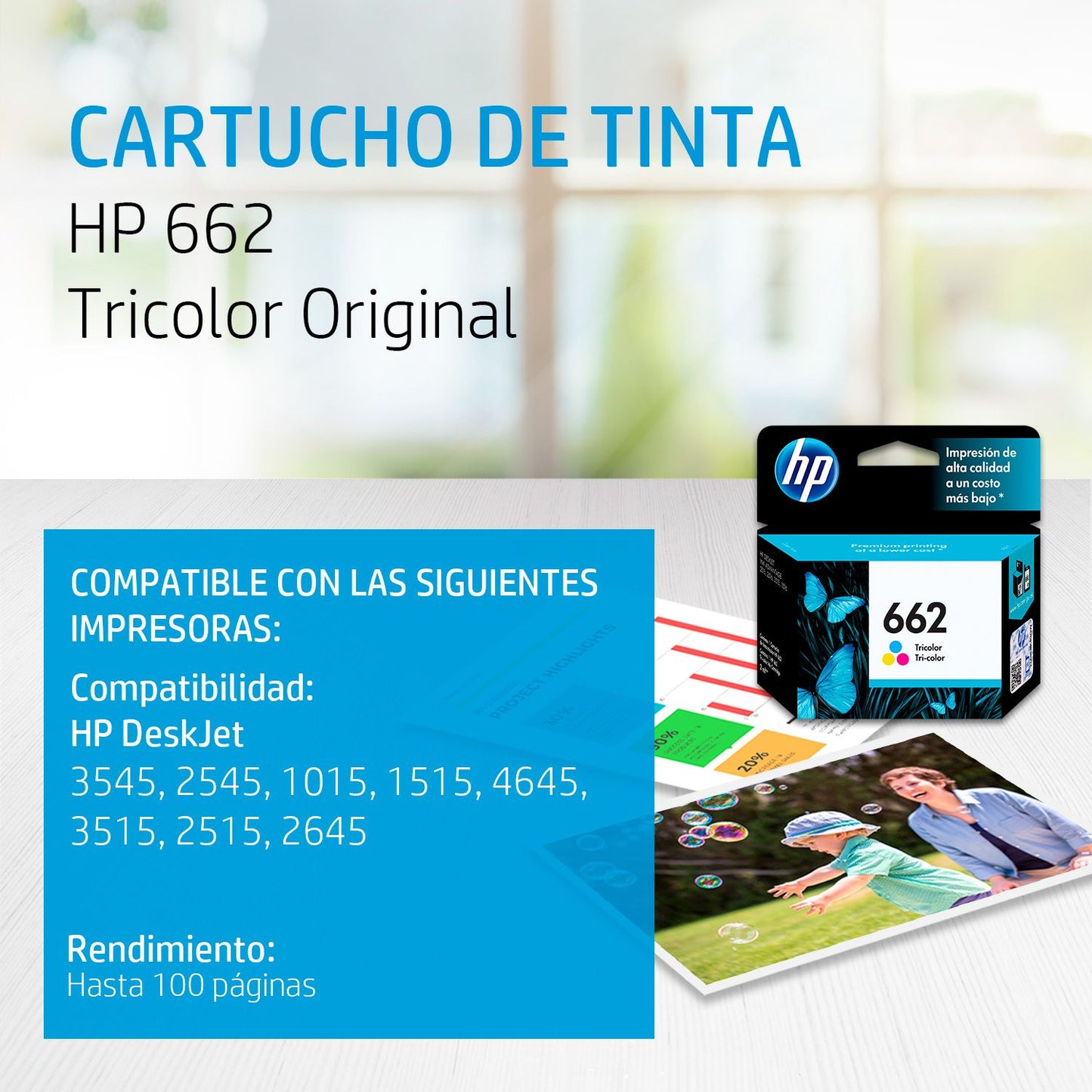 CZ104AL Cartucho HP 662 Tricolor Original, 100 Páginas