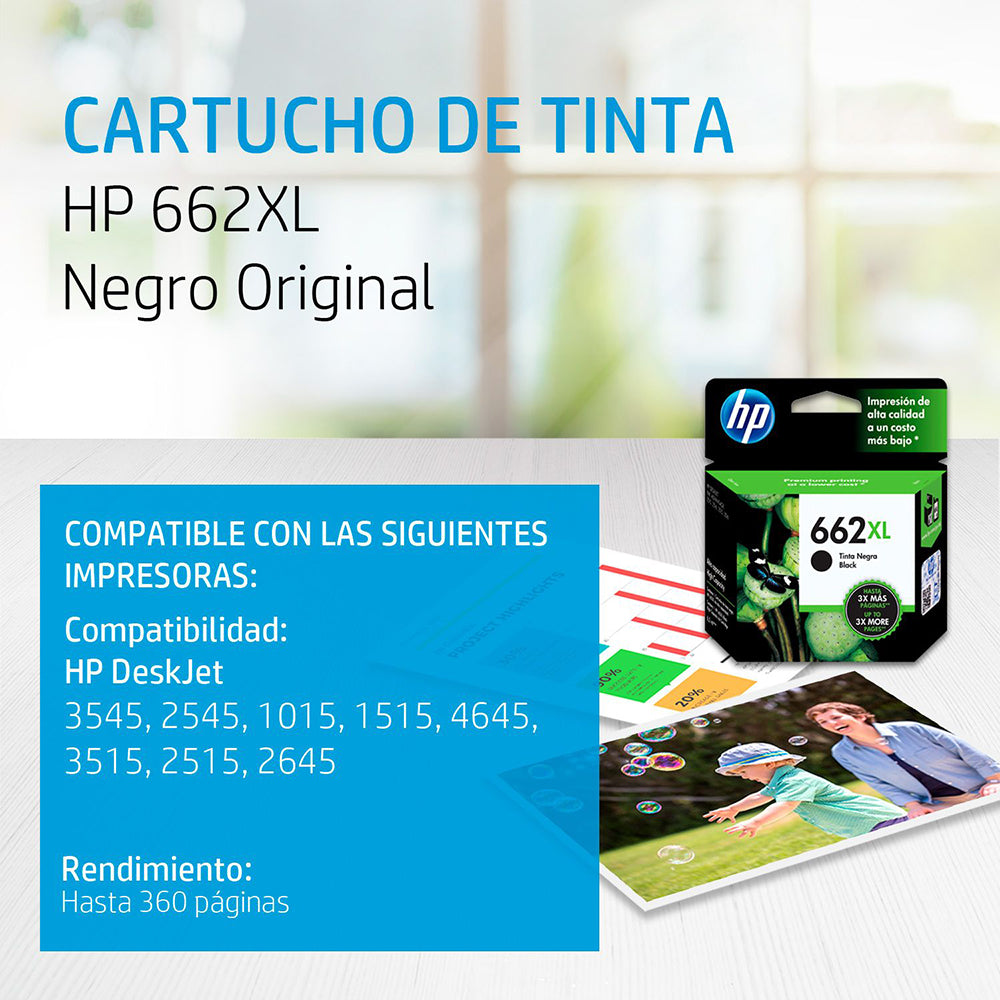 CZ105AL Cartucho HP 662XL Negro Original, 360 Páginas