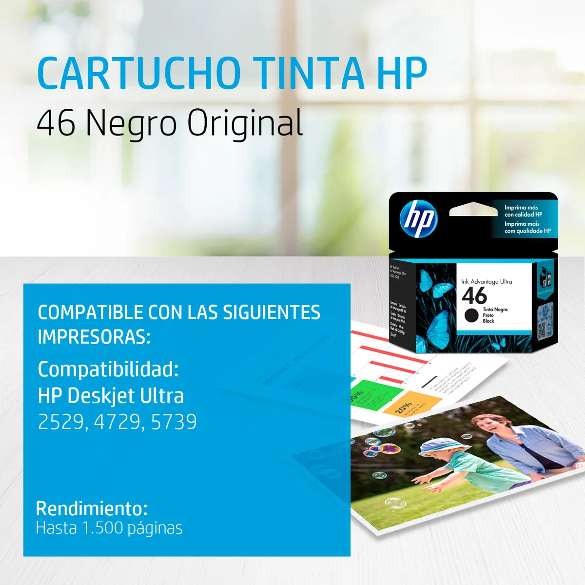 CZ637AL Cartucho HP original de tinta negra 46 Advantage