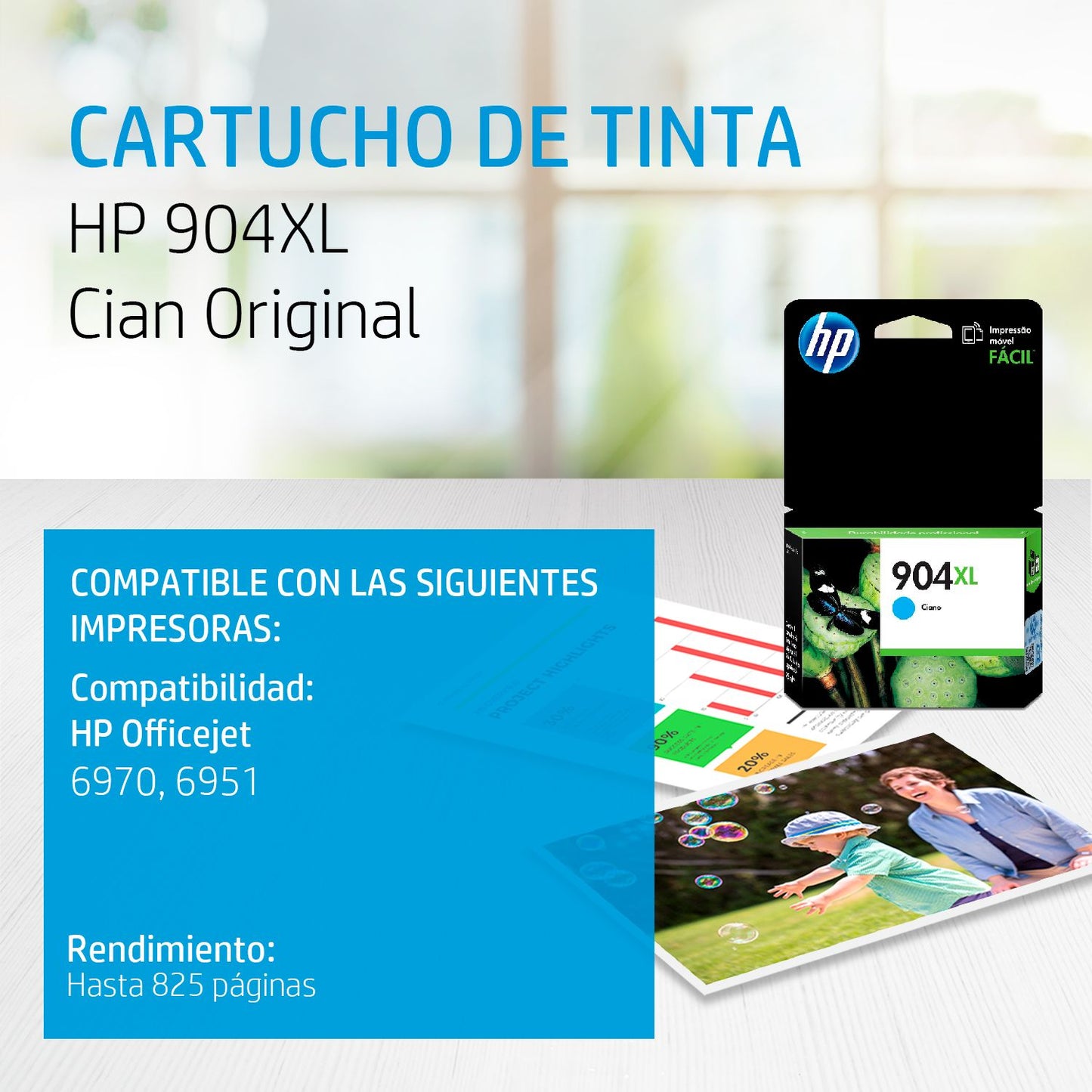 T6M04AL Cartucho HP 904XL Cian Original, 825 Páginas