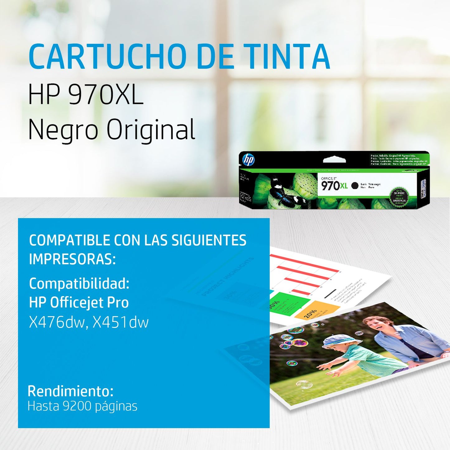 CN625AM Cartucho HP 970XL Negro Original, 9200 Páginas