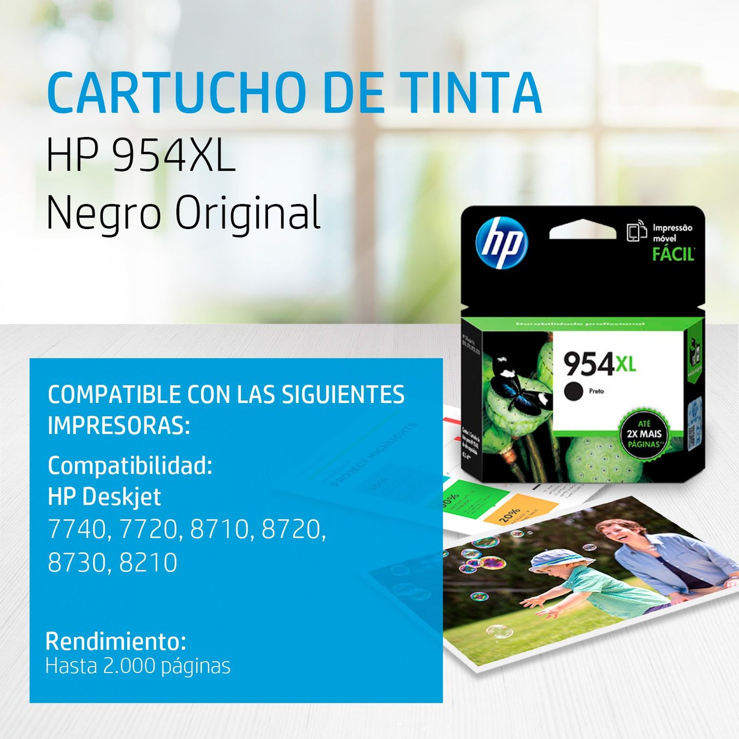 L0S71AL Cartucho HP 954XL Negro Original, 2000 Páginas
