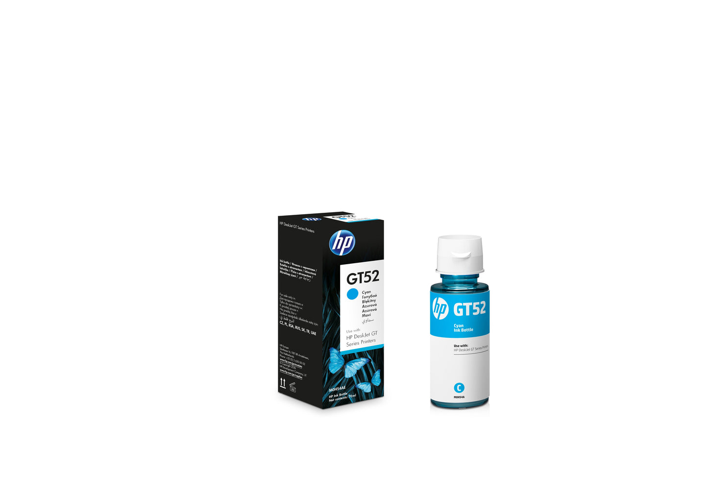 M0H54AL Botella de Tinta HP GT52 Cian Original, 70ml