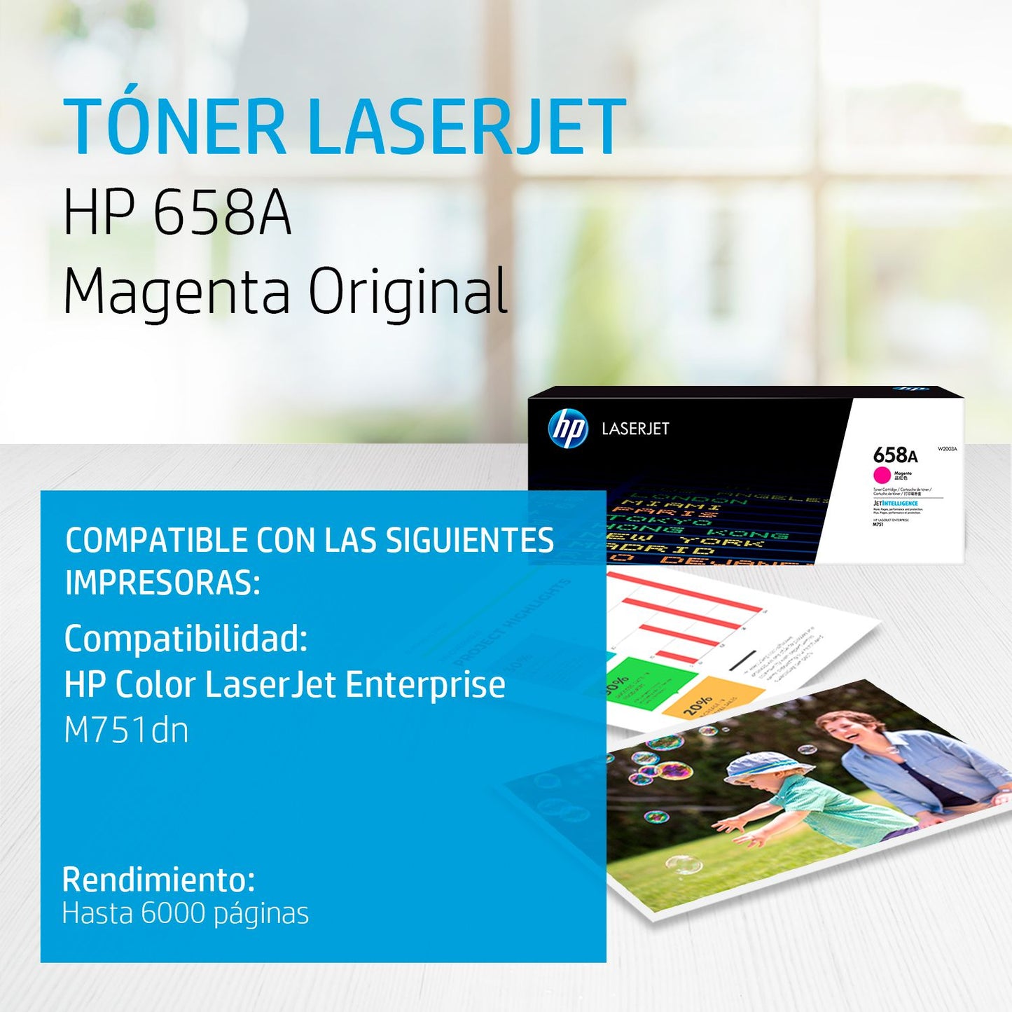 W2003A Tóner HP 658A Magenta Original, 6000 Páginas