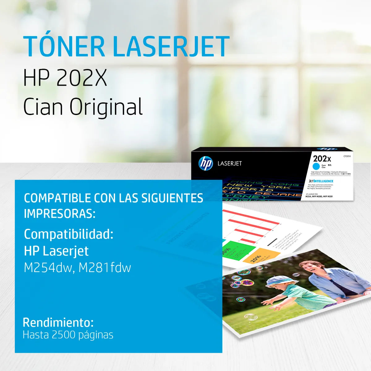 CF501X Tóner HP 202X Cian Laserjet Original