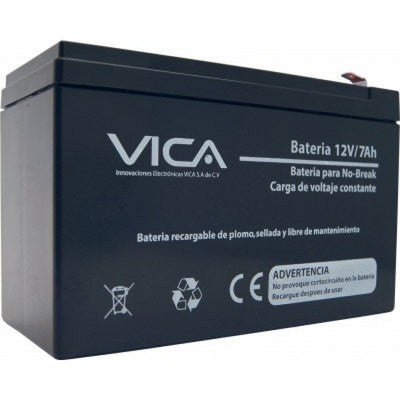 VICA Bateria 12V / 7AH, batería de reemplazo para todo tipo de No-Break, Voltaje Nominal 12V y Capacidad Nominal de 7AH