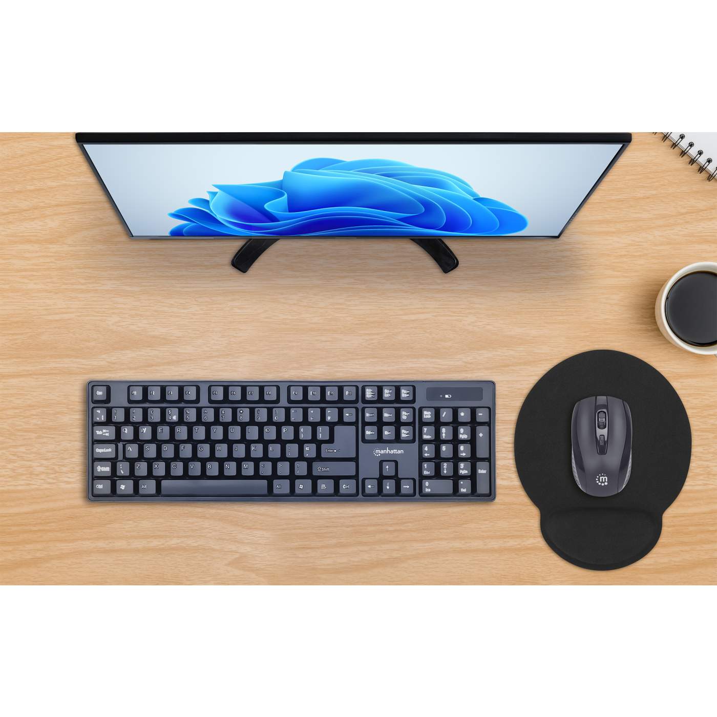 Mousepad con descansa muñecas 434362 Manhattan, Negro