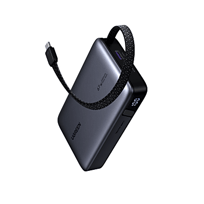Power Bank UGREEN 55996B | 20000mAh 72Wh | 67W Cable+USB-C+USB-A 33W | 3 Puertos Simultáneos | Celdas 21700 | PD3+PPS+QC4+Xiaomi 67W | V-0 | IATA | SKU 55996B
