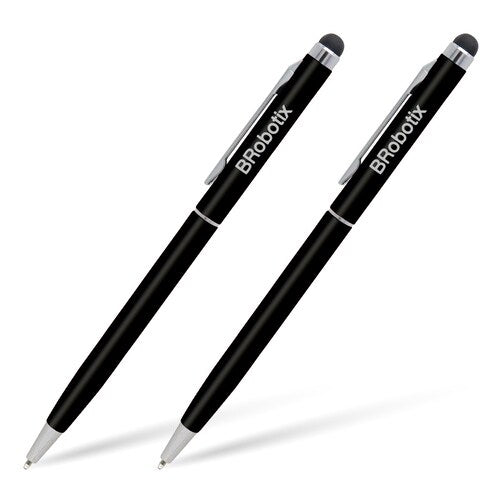 Pluma de tinta negra tipo Stylus BRobotix, Negro, Incluye 2 plumas