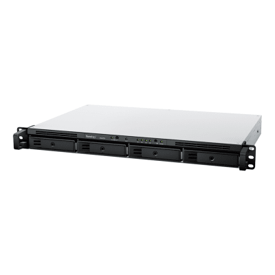 NAS Rack Synology RS822+ | 1U 4 Bahías (exp. 8) | Ryzen V1500B 4C/8T | DDR4 ECC 32GB | 4×1GbE + PCIe 3.0 x8 | SSD NVMe Caché | Fuente Red. Opcional | DSM | PYME Rack | SKU RS822+