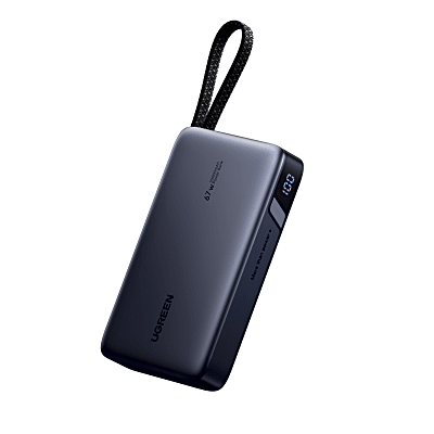 Power Bank UGREEN 55996B | 20000mAh 72Wh | 67W Cable+USB-C+USB-A 33W | 3 Puertos Simultáneos | Celdas 21700 | PD3+PPS+QC4+Xiaomi 67W | V-0 | IATA | SKU 55996B
