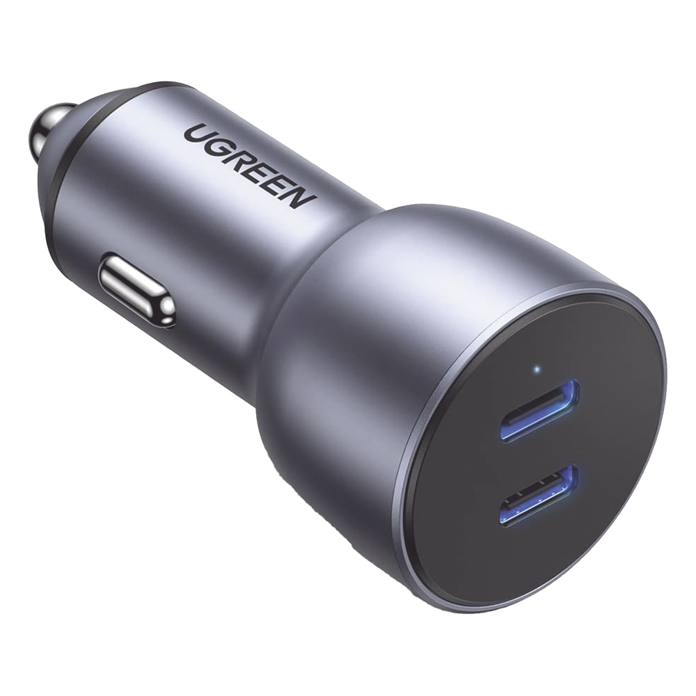 Cargador Auto UGREEN 70594 | 2×USB-C 40W Total / 20W c/u PD 3.0 | 12V Autos + 24V Camiones | Aluminio Anti-vibración | 3000 Ciclos | Multi-Protección | SKU 70594