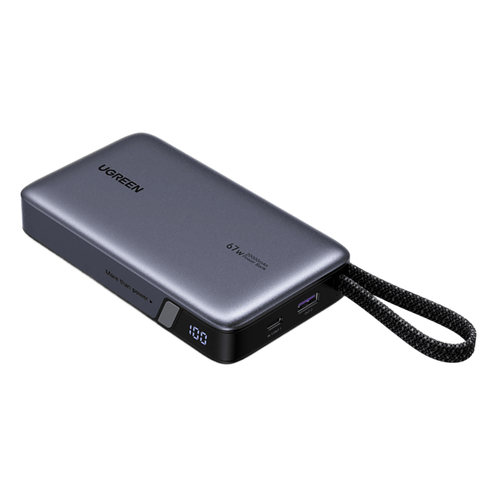 Power Bank UGREEN 55996B | 20000mAh 72Wh | 67W Cable+USB-C+USB-A 33W | 3 Puertos Simultáneos | Celdas 21700 | PD3+PPS+QC4+Xiaomi 67W | V-0 | IATA | SKU 55996B