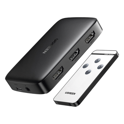 Conmutador HDMI (Switch) 4K@30Hz | 3 Entradas a 1 Salida | 3D | Transmisión Estable | Incluye Control Remoto | Receptor de Infrarrojos | Indicador LED | Chip Inteligente | Incluye Cable Micro USB para Alimentación.