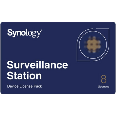 Licencias de Dispositivos de Vigilancia Synology | Paquete de 8 Licencias | Compatibilidad con Cámaras IP, Módulos de E/S, Altavoces IP | Gestión Centralizada CMS | Licencias Predeterminadas Incluidas.