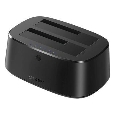 Base USB 3.0 para Disco Duro de Doble Bahía | Soporta Discos SATA de 2.5' & 3.5´ | Soporta discos de 12TB | Compatible con UASP, SATA 3.0 | Con adaptador de corriente 12V3A | Cable USB 1M | Alta Velocidad | Modo Clonación.
