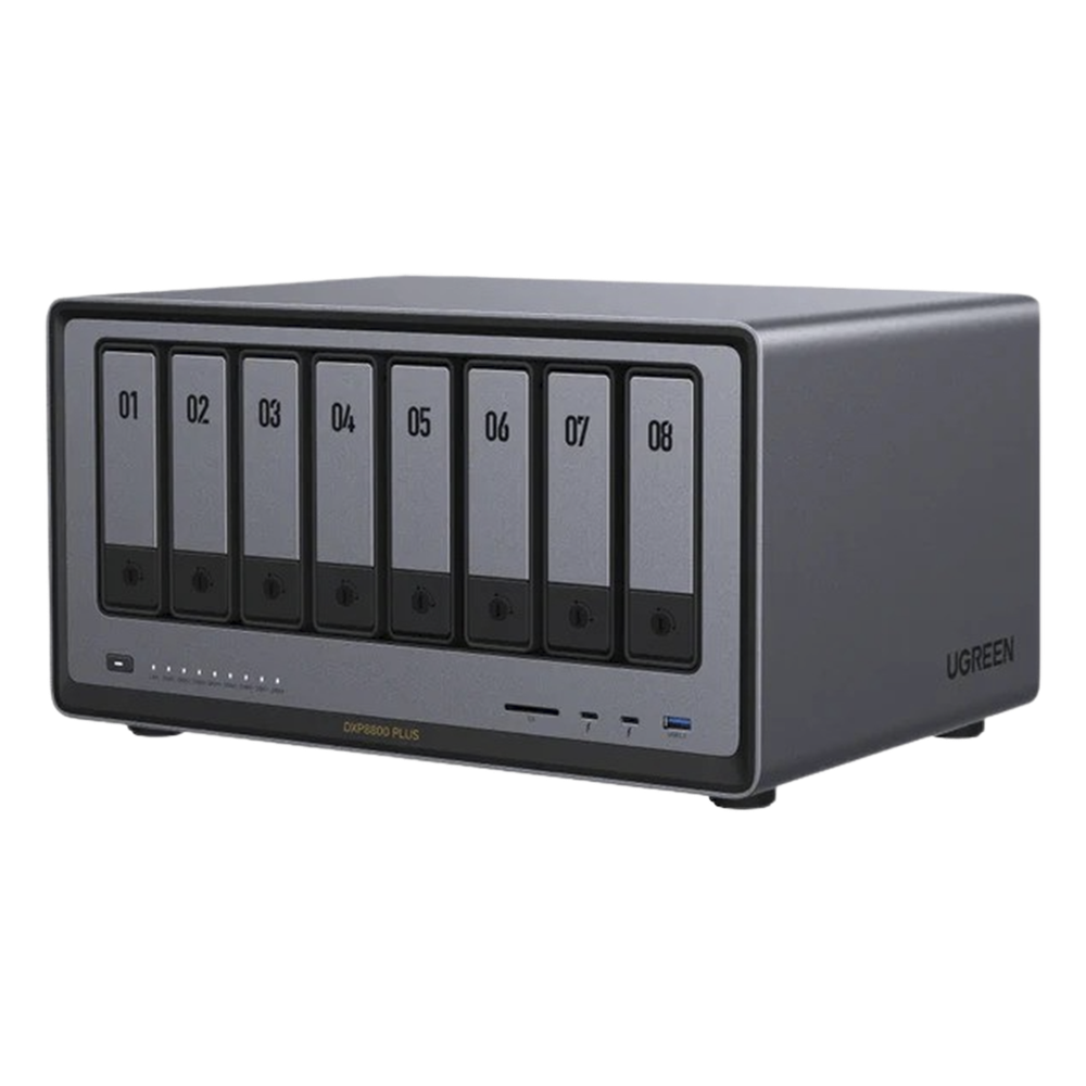 NAS UGREEN NASync DXP8800 Plus | Intel Core i5-1235U 10C Quick Sync 80EU | 2×10GbE + 2×Thunderbolt 4 40Gbps | 8 Bahías SATA + 2×M.2 NVMe | SD 4.0 312MB/s | Edición Video 8K RAW | SKU 35126B