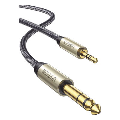 Cable Audio Estéreo 3.5mm (1/8") TRS a 6.35mm (1/4") TS / 1 Metro / Audio de Hi-Fi / Trenza de Nylon / Blindaje Múltiple / Caja de Aleación Zinc / Núcleo de Cobre Puro / Compatibilidad Universal