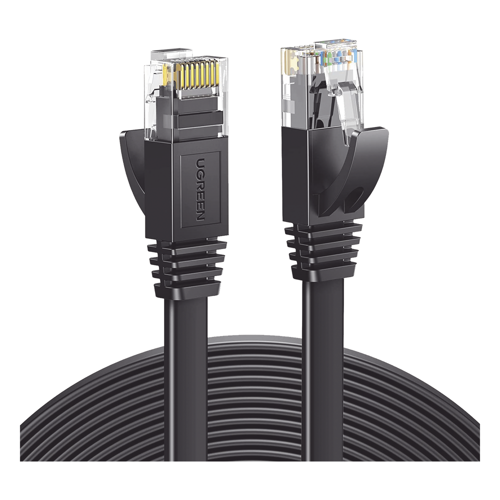 Cable Ethernet Cat6 Plano UGREEN 5m | 1Gbps | RJ45 Gold | TV Router Sala | PS5 Xbox NAS Gaming | Bajo Alfombra Zócalo Puerta | CCA 26AWG 568B | SKU 50176