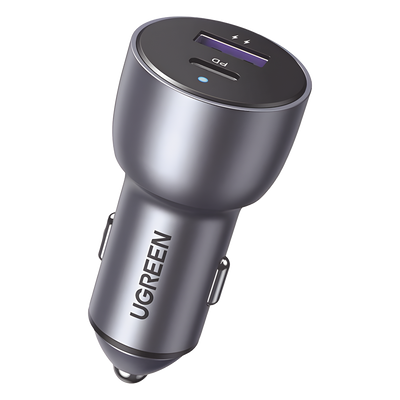 Cargador de Auto 52.5W | Puerto USB-A y USB-C | Carga Rápida | Compatible con Vehículos de 12 y 24 VCD | PD3.0 + QC3.0 | Chip Inteligente | Diseño Compacto Mayor Eficiencia Energética | Caja de Aluminio