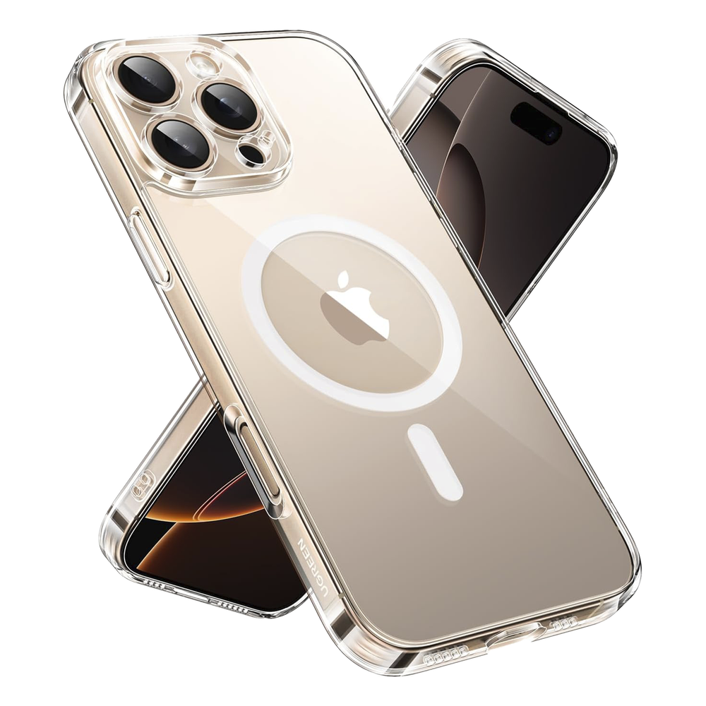 Funda MagSafe UGREEN Classy 45927 | iPhone 16 Pro | Transparente | 38 Imanes N52 | TPU UV Anti-Amarilleo | Borde Elevado 0.9mm | 4H | SKU 45927