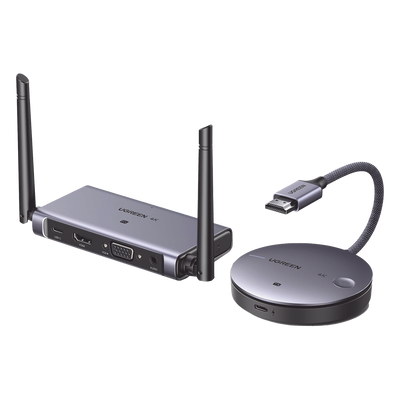 Transmisor y Receptor Inalámbrico HDMI | 50m | Salida HDMI y VGA (Simultanea) | Audio 3.5mm | Efecto 3D | Luz Indicadora LED | Clic and Go | Señal Estable | Amplia Compatibilidad | Conecta con un Clic.