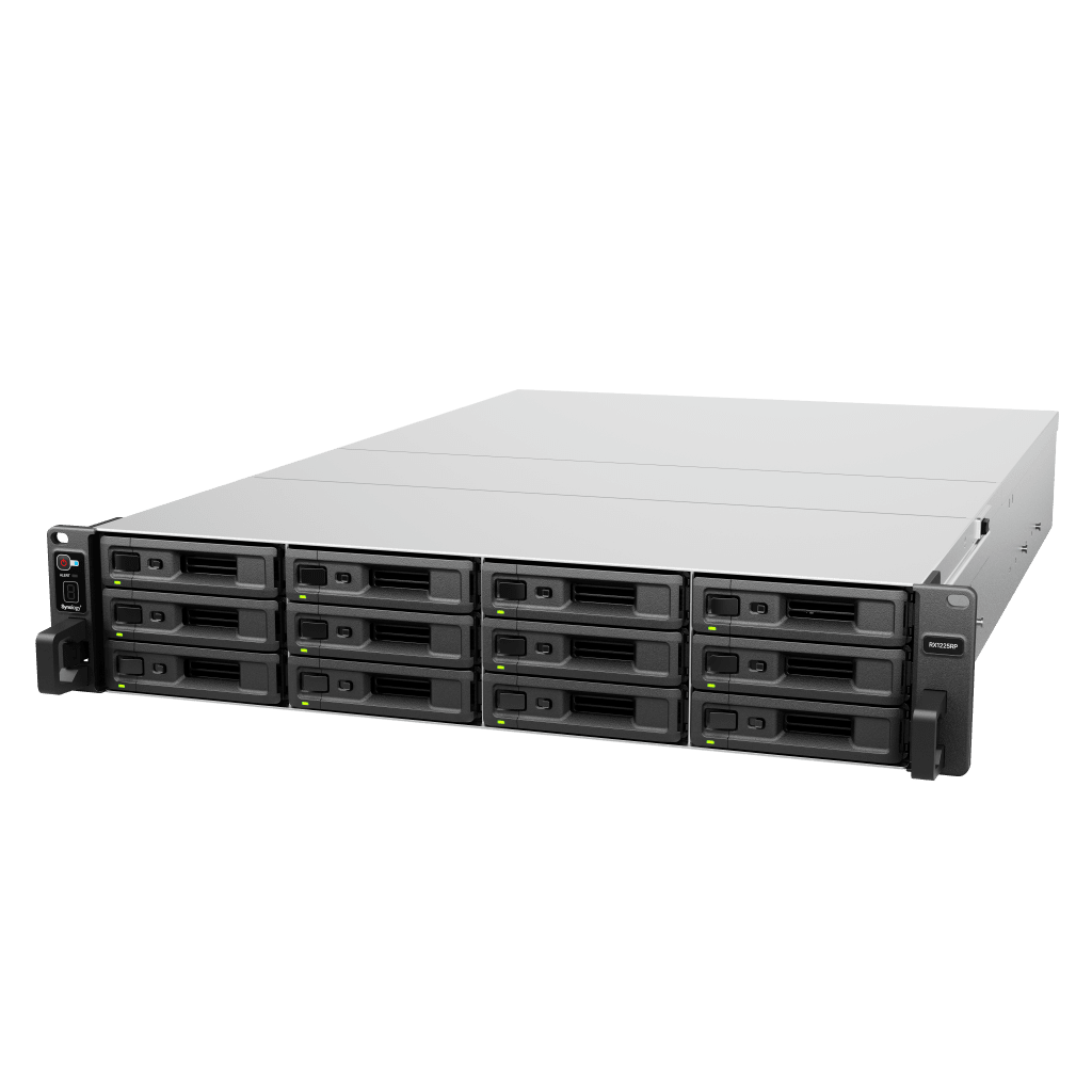 Expansor Rack Synology RX1225RP | 12 Bahías SATA 3.5"/2.5" | 2U | PSU Redundante Dual | Hot-Swap Discos y Ventiladores | RS2423RP+ a 36 o 48 Bahías | DSM | Misión Crítica 24/7 | SKU RX1225RP