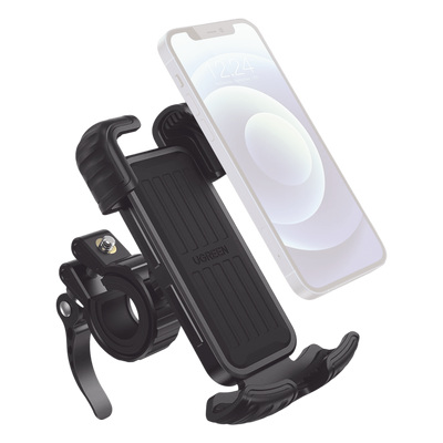 Soporte de Celular para Manillar de Motocicleta o Bicicleta / Anti Vibración / Protección de clip Antideslizante / Rotación de 360° / Bloqueo de Seguridad / Compatible con manillar de 0.6'' a 1.75'' / Soporta dispositivos de 4.6''