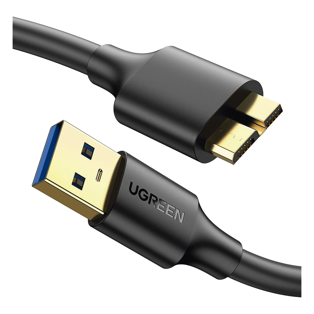 Cable USB-A 3.0 a Micro USB 3.0 Tipo B UGREEN 0.5m | HDD Externo WD My Passport Seagate Toshiba | 5Gbps | Gold Plating | 22 AWG | SKU 10840