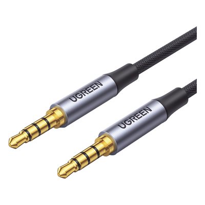 Cable Auxiliar de 3.5mm / Cable Audio Estéreo / Núcleo de Alambre de Cobre Esmaltado / Carcasa de Aluminio Azul + Nylon Trenzado /  Soporta Micrófono / 2 Metros