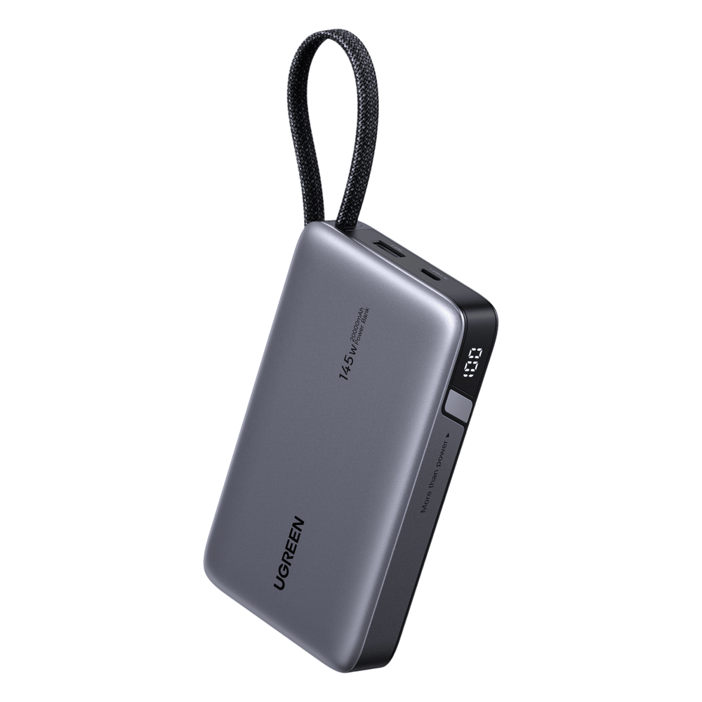Power Bank UGREEN 55992B | 20000mAh 72Wh | Cable USB-C Integrado | 100W PD 3.0 | 145W Salida Total | Recarga 1.5h | IATA Avión | MacBook Pro Dell XPS | SKU 55992B