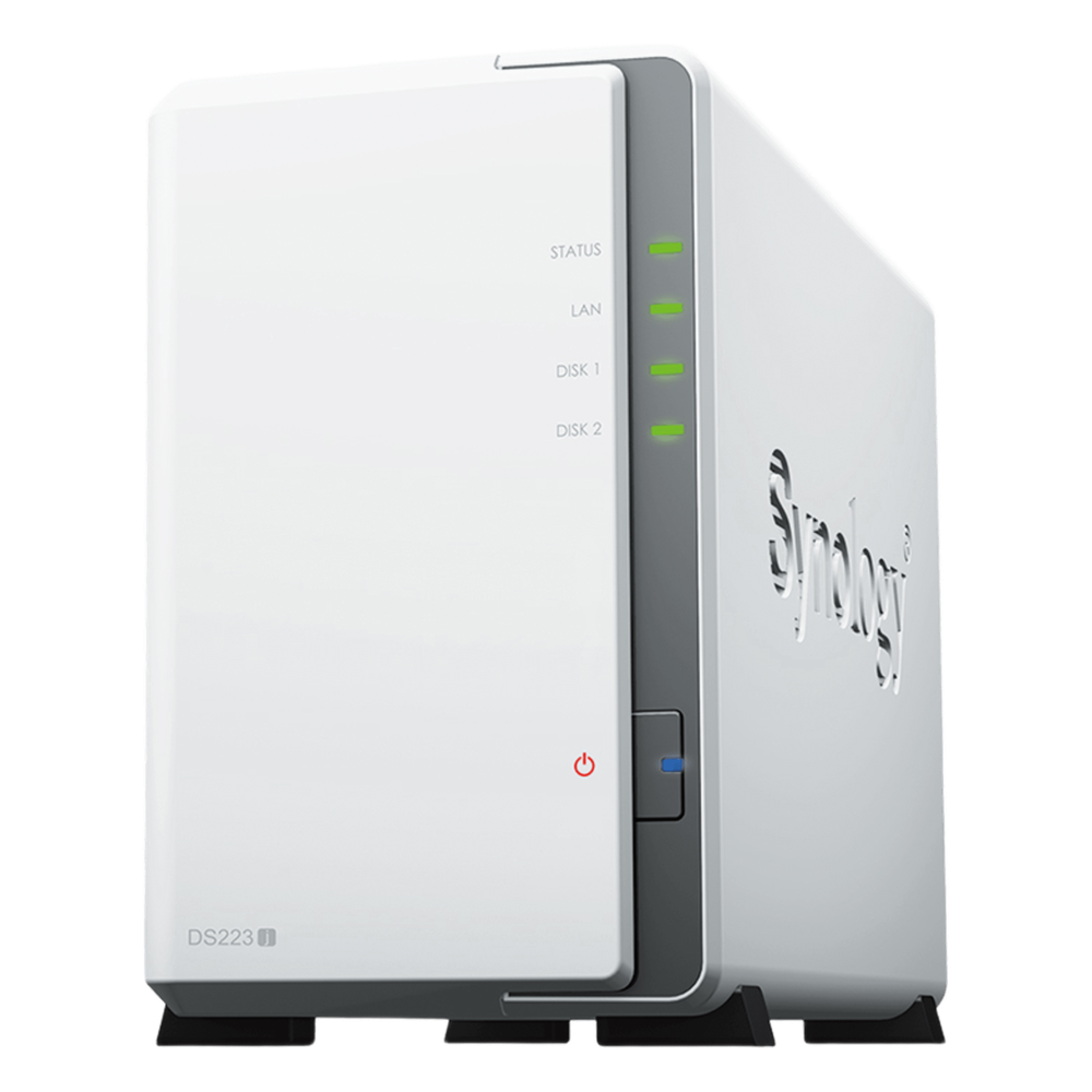 NAS Synology DiskStation DS223j, 2 Bahías HDD/SSD, Realtek RTD1619B 1.7GHz, 1GB DDR4, 1GbE, USB 3.2, RAID 0/1/SHR, Synology DSM, Surveillance Station