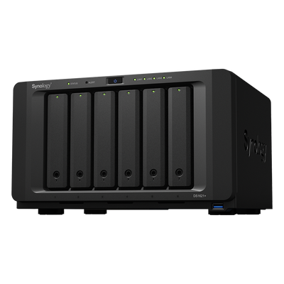 NAS Synology DiskStation DS1621+ | 6 Bahías | Procesador AMD Ryzen V1500B | 4 GB DDR4 ECC | Expansión Hasta 16 Bahías | 2 Ranuras M.2 NVMe | Puerto 10GbE RJ-45 | Compatibilidad RAID | Btrfs | Virtualización | Caché SSD.
