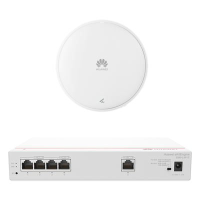 Kit DEMO de Router Multi-Servicio / 1 puerto 10/100/1000 Mbps(WAN) / 4 puertos 10/100/1000 Mbps(LAN) PoE / 50W + Punto de Acceso Wi-Fi 7 / 3.5 Gbps / MU-MIMO 2x2 (2.4GH y 5GHz) / Smart Antenna más cobertura / Instalación en techo y pared